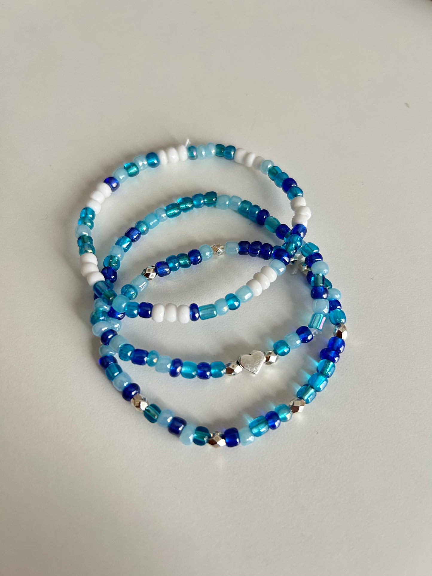 Ocean blue beaded bracelet set, fashion accessory