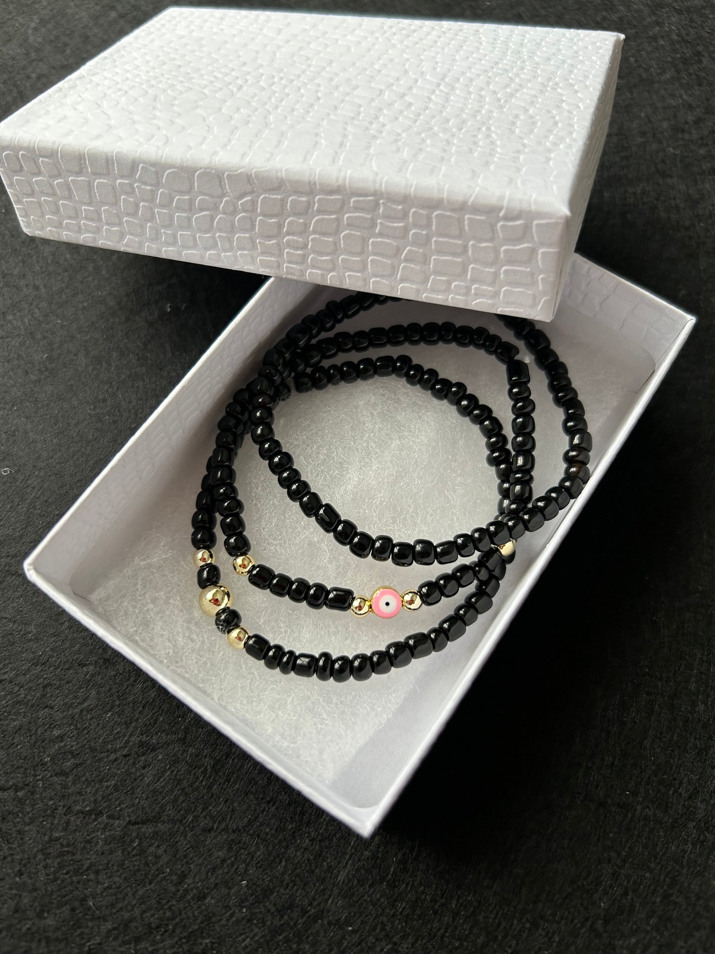 Beaded EVIL EYE bracelet set