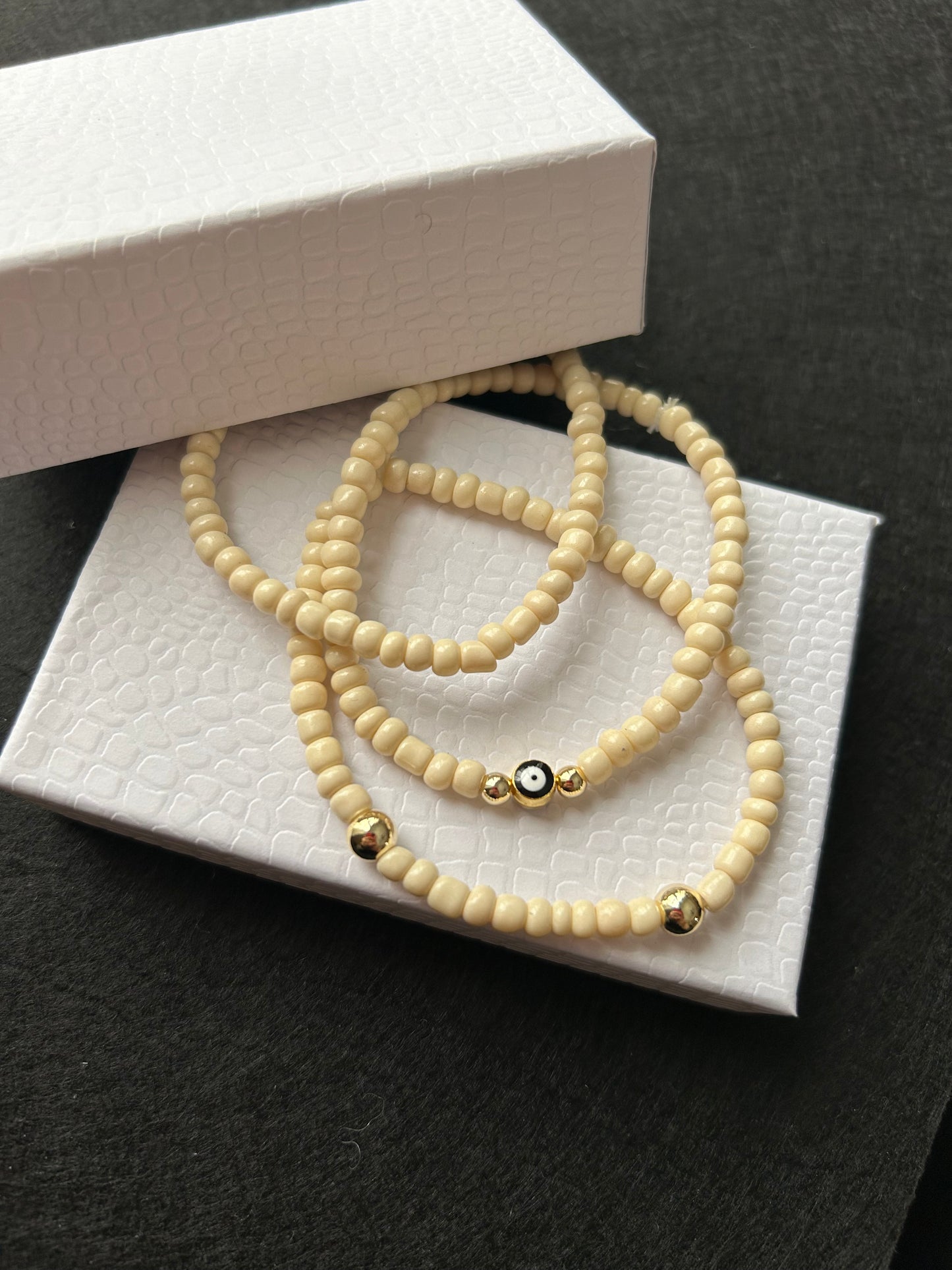 Beaded EVIL EYE bracelet set