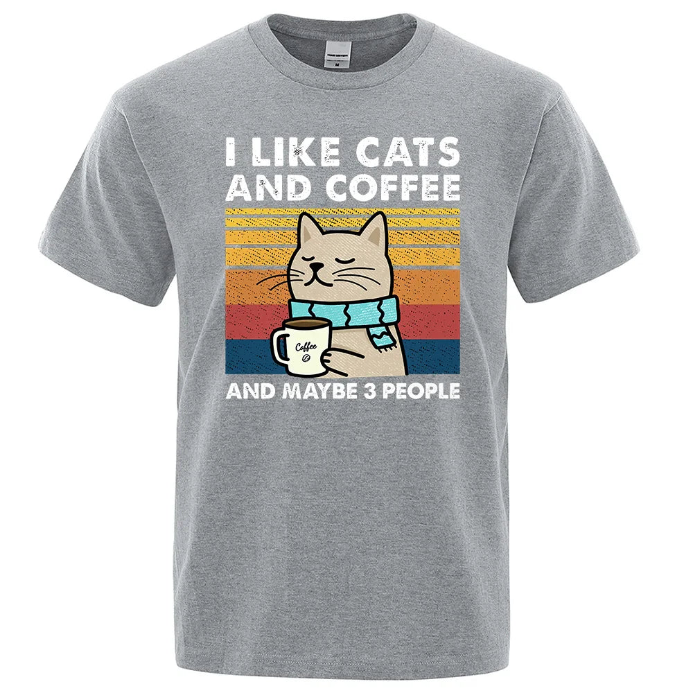 I Like Cats And Coffee Street Funny T-Shirt