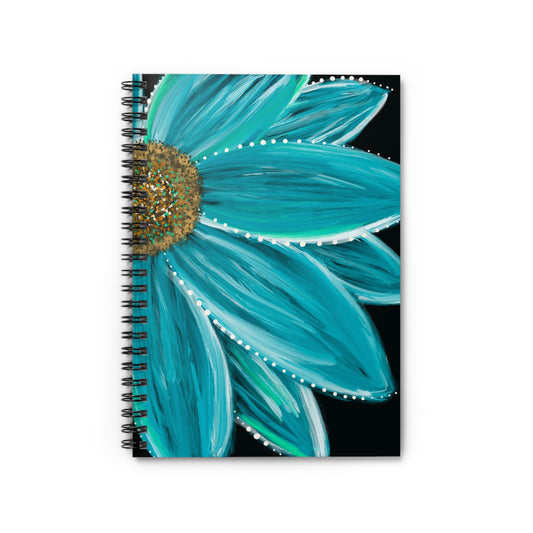 Spiral Notebook - Blue Flower Petal Design, Journal, Diary, Writing Pad, School Supplies, Gift for Students