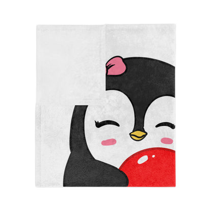 Penguin Love Blanket, Microfiber Blanket, Throw, Valentines Gift, Gift for friends, Home