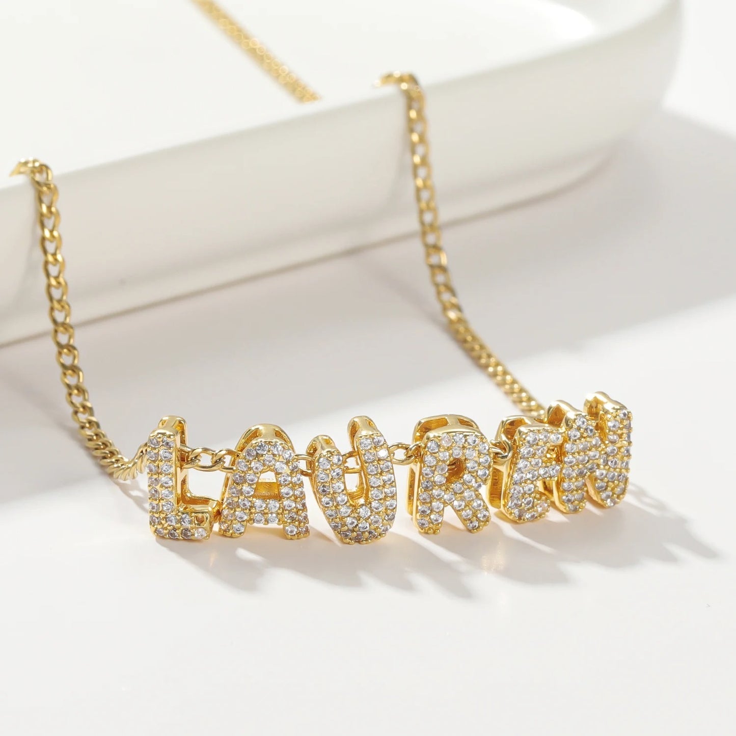 Personalized Crystal Bubble Name Pendant Necklace