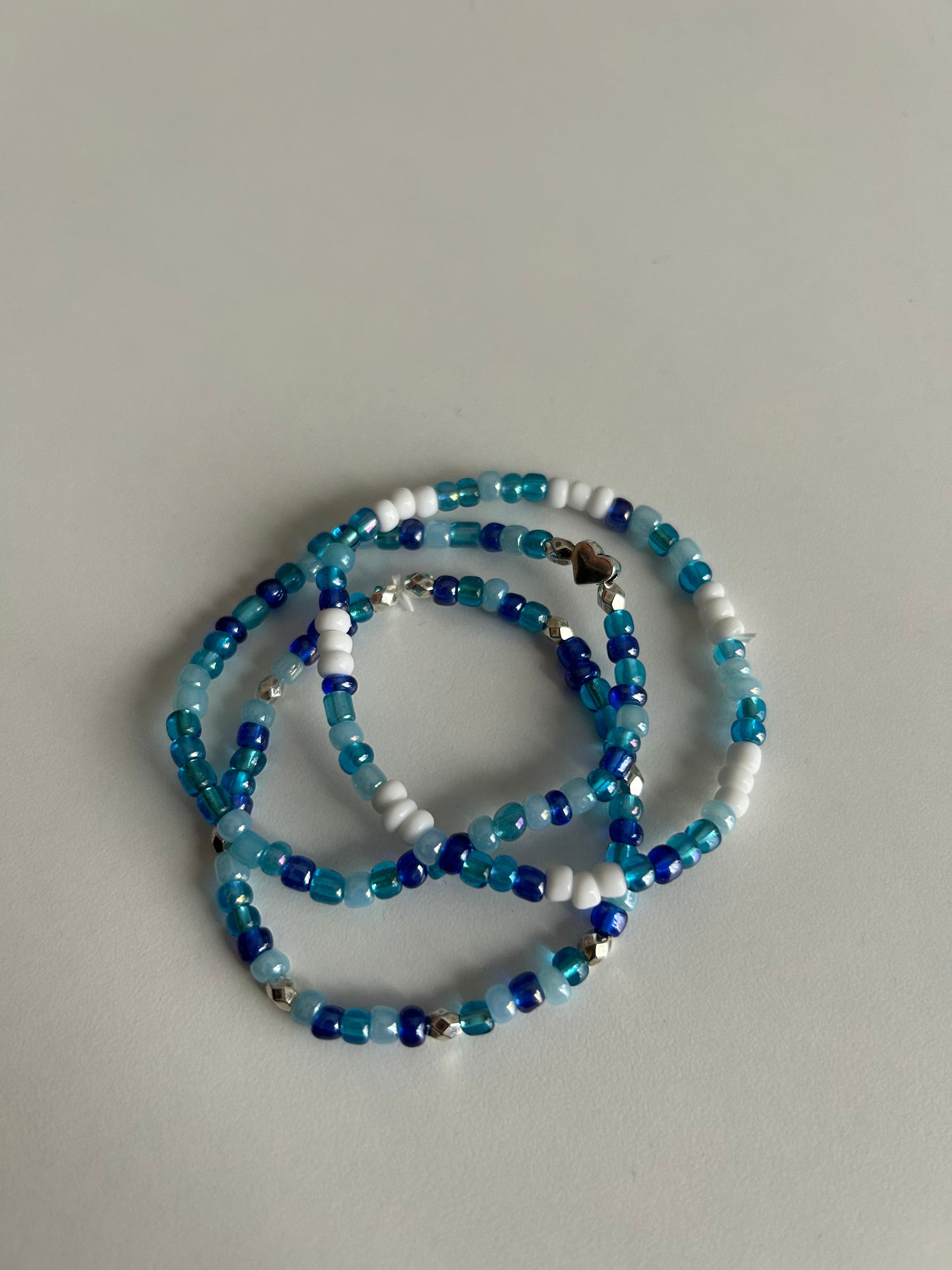 Ocean blue beaded bracelet set, fashion accessory 