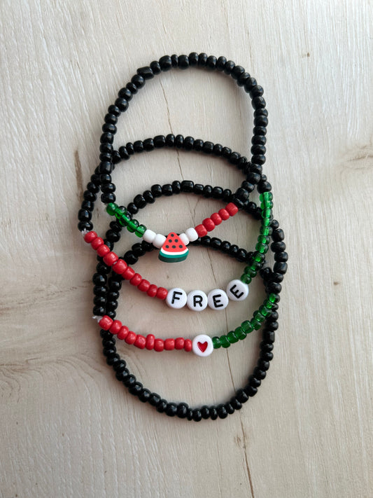 Free Palestine Beaded Bracelet Set, Wearable expressions of Solidarity, Support Gaza, Accessories