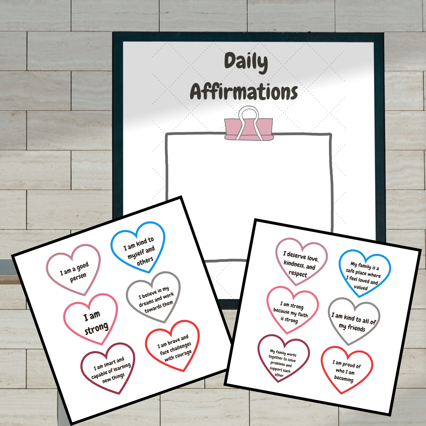 Daily Affirmations _Hearts printable