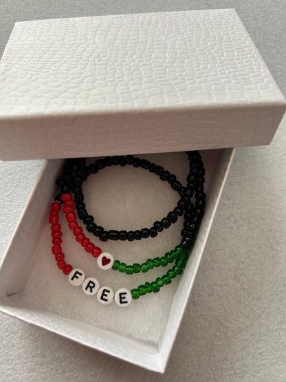 Free Palestine Beaded Bracelet Set, Wearable expressions of Solidarity, Support Gaza, Accessories