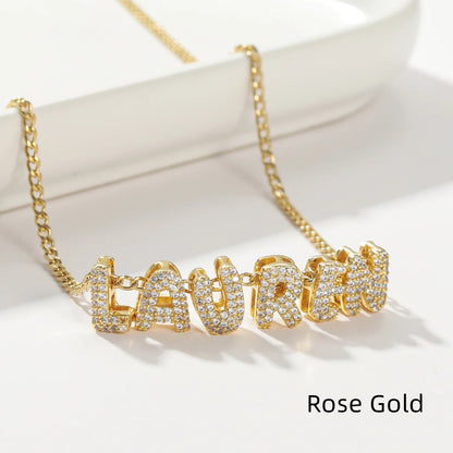 Personalized Crystal Bubble Name Pendant Necklace